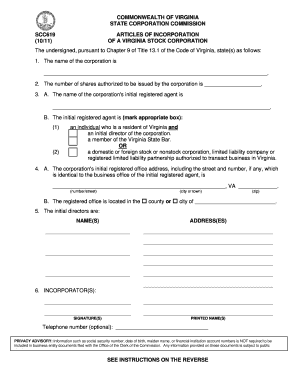 Virginia Articles of Incorporation
