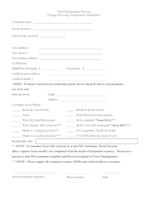 Change of Living Arrangement Notification