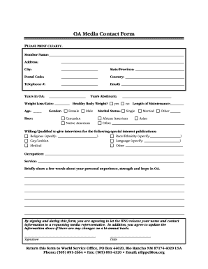 OA Media Contact Form