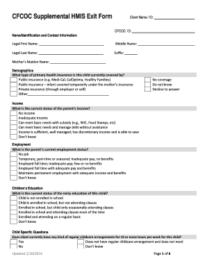 CFCOC Supplemental HMIS Exit Form