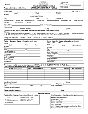 Pennsylvania Student Enrollment Form