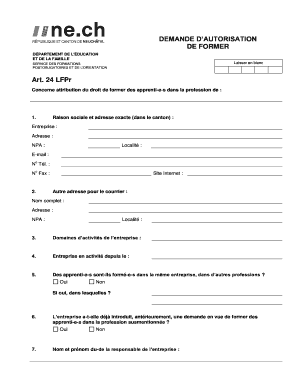 Demande d’autorisation de former