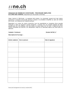Demande de permis de construire - accord des voisins