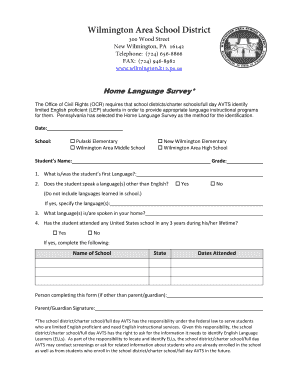 Home Language Survey Form