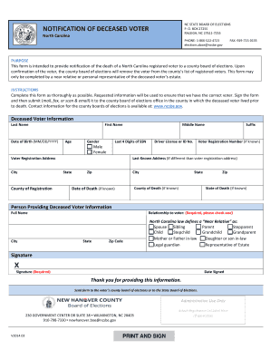 Notification of Deceased Voter