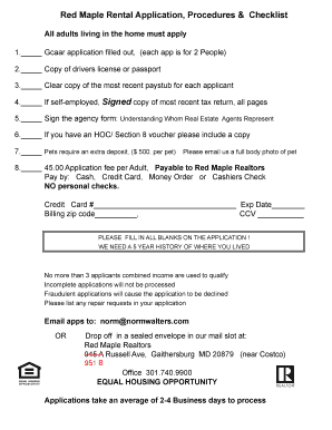 Maryland Rental Application Form