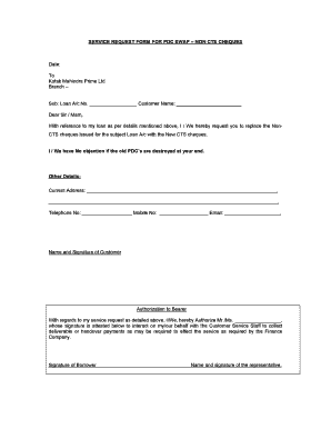 Service Request Form for PDC Swap