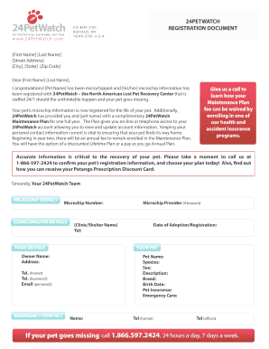 24PetWatch Pet Registration Document