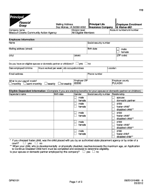 Principal Life Employee Enrollment Form
