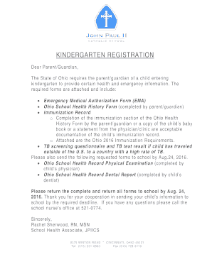 Ohio Kindergarten Registration Forms