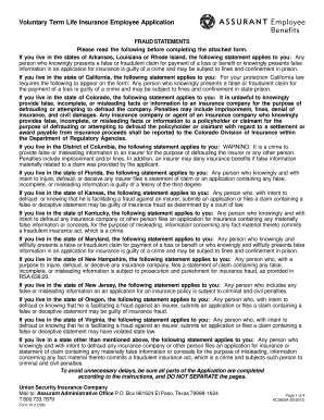Voluntary Term Life Insurance Employee Application