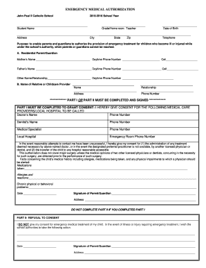 Emergency Medical Authorization Form