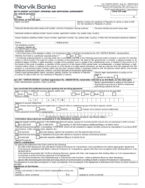 Settlement Account Opening and Servicing Agreement