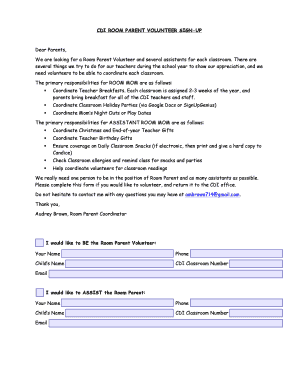 Parent sign - Room Parent sign up sheet 2013-2014doc - mdpc