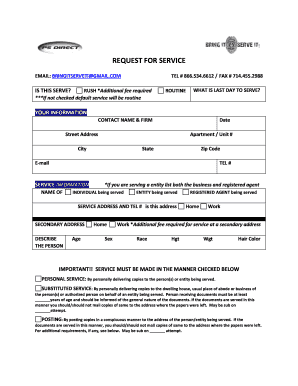 Request for Service Form