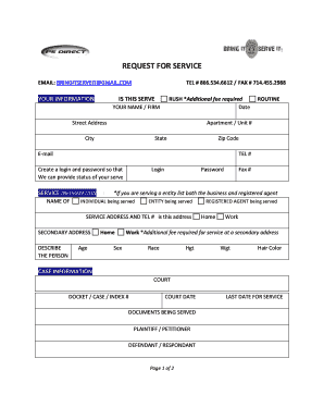 Request for Service Form