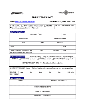 Request for Service Form