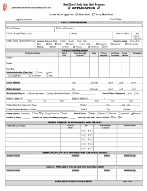 Head Start/Early Head Start Application