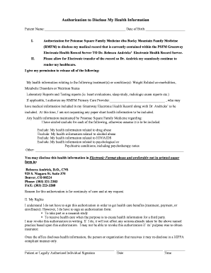 Authorization to Disclose My Health Information