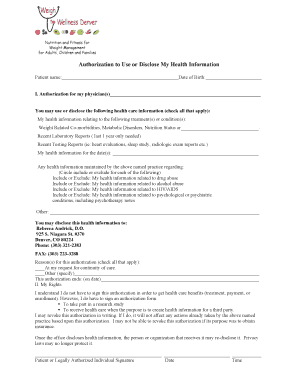 Authorization to Use or Disclose My Health Information