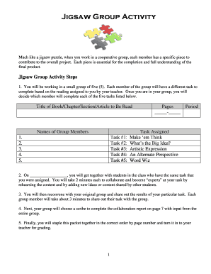 Jigsaw Group Activity Template