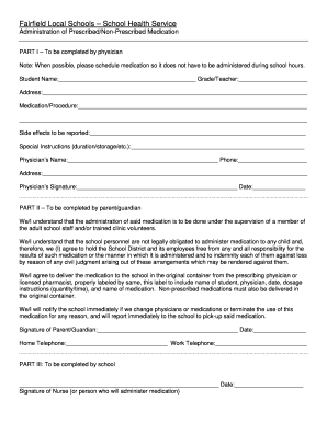 School Medication Administration Form