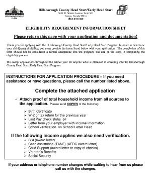 Hillsborough County Head Start Application