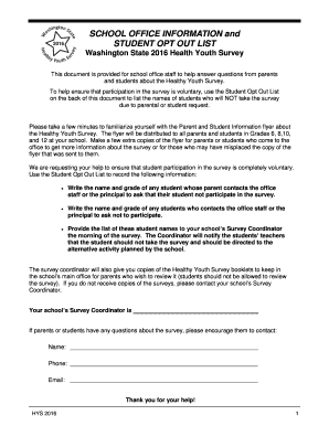 Washington Student Opt Out List