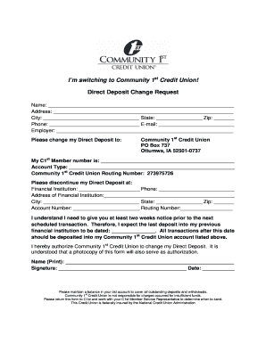 Direct Deposit Change Request