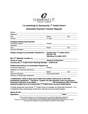 Automatic Payment Transfer Request