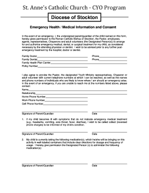 Emergency Health Medical Consent Form