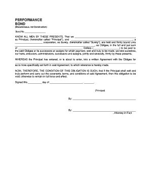 Performance Bond Agreement