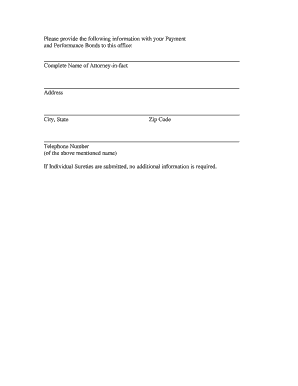 Payment and Performance Bonds Information Form