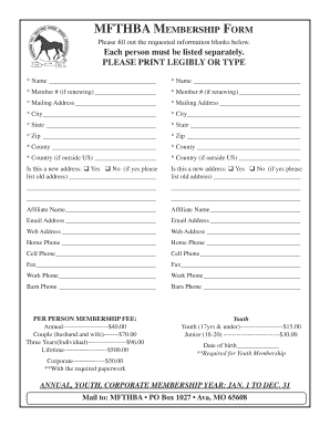 MFTHBA Membership Form