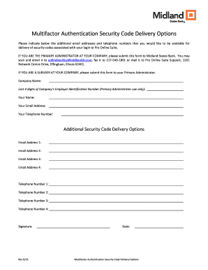 Multifactor Authentication Security Code Delivery Options