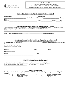 Authorization Form to Release Patient Health