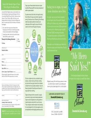 Colorado Organ & Tissue Donor Registry Form