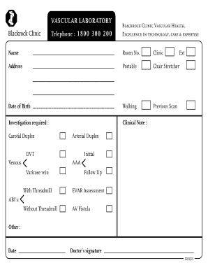 Vascular Laboratory Form