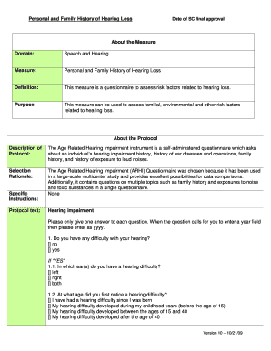 Personal and Family History of Hearing Loss Form