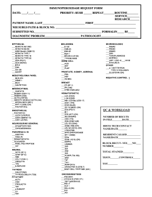 Immunoperoxidase Request Form