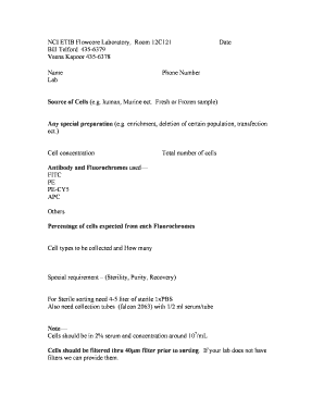 Flow Cytometry Cell Sorting Request Form