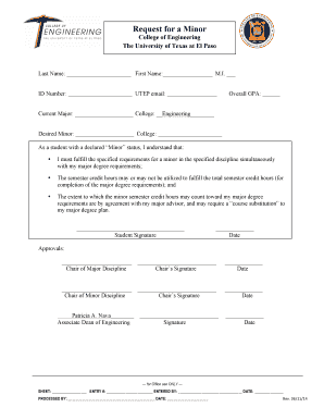 Request for a Minor Form