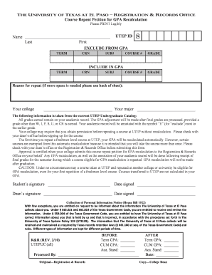 Course Repeat Petition for GPA Recalculation