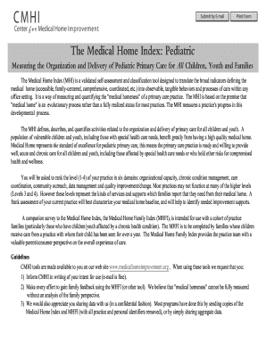Medical Home Index Pediatric Form