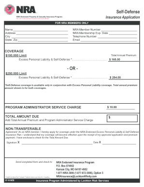 NRA Self-Defense Insurance Application