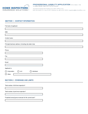 Professional Liability Application Form