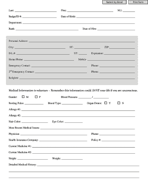 Law Enforcement Employee Medical Information Form