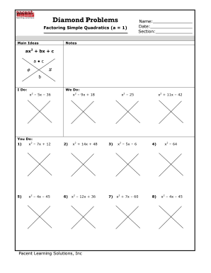 Factoring Simple Quadratics Worksheet