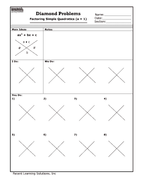 Factoring Simple Quadratics Worksheet