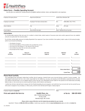 Flexible Spending Account Claim Form